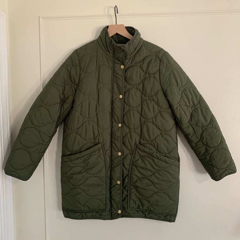J Crew Signature Puffer Primaloft size M green